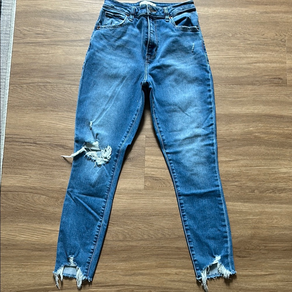 Abercrombie & Fitch Blue Skinny Jeans with Distressed Details